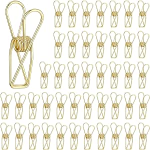 Sabary 50 Pieces Gold Paper Office Binder Clips Small Metal Wire Hollow Out Multi Purpose Utility Clips for Bill Invoice Home Kitchen Outdoor Travel Office