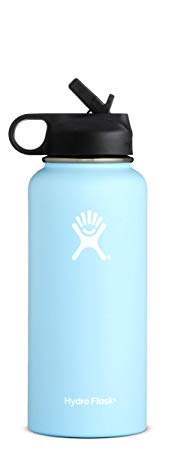 Hydro Flask Water Bottle - Stainless Steel & Vacuum Insulated - Wide Mouth with Straw Lid - Multiple Sizes & Colors