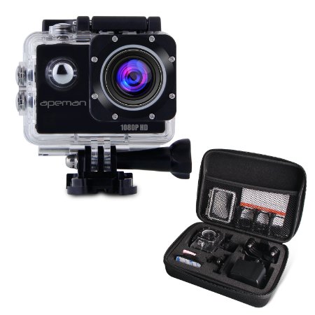 APEMAN 1080P 12MP Action Camera Waterproof Sports Camera 1.5'' LCD Screen Full HD 170° Ultra Wide-Angle Lens Action Cam With Portable Package