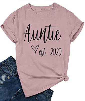 Auntie T Shirt Auntie Tee Shirts for Women Auntie Gifts Shirts Letter Print Cute Heart Graphic Tee Shirts Top