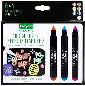 Crayola Signature Neon Markers, Light Effects, 6 Count, Gift for Teens & Adults