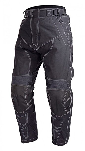 Motorcycle Cordura Waterproof Riding Pants Black with Removable CE Armor PT5 (L)