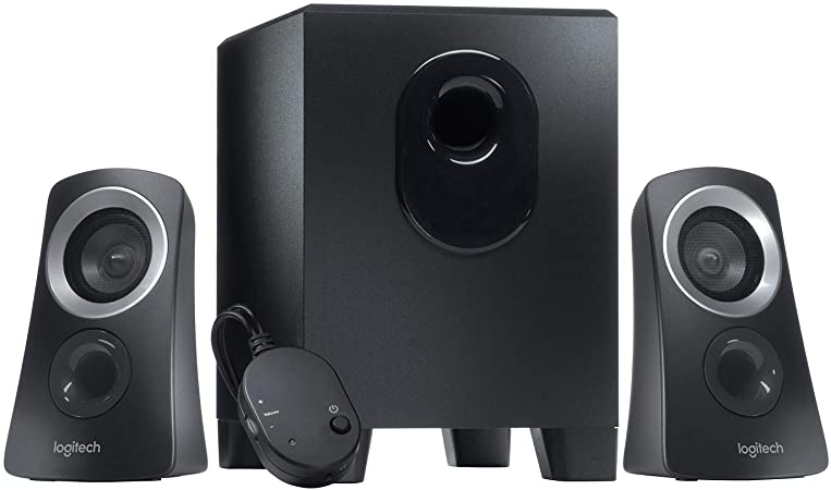 Logitech Z313 2.1 Multimedia Speaker System with Subwoofer, Full Range Audio, 50 Watts Peak Power, Strong Bass, 3.5mm Audio Inputs, UK Plug, PC/PS4/Xbox/TV/Smartphone/Tablet/Music Player - Black