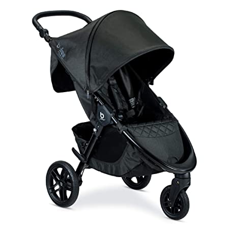 Britax B-Free Premium Stroller | Nanotex Stain Resistant Fabric - Adjustable Handlebar - Easy One-Hand Fold - Includes Car Seat Adapters for Britax, Maxi Cosi, Cybex and Nuna - Black Shimmer