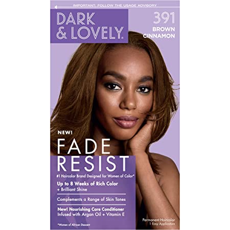 Permanent Hair Color by Dark and Lovely Fade Resist I Up to 100% Gray Coverage Hair Dye I Brown Cinnamon 391 I SoftSheen-Carson I Packaging May Vary
