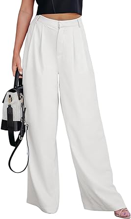 Dokotoo Wide Leg Womens Pants 2024 Work Business High Waisted Casual Dress Palazzo Flowy Trousers