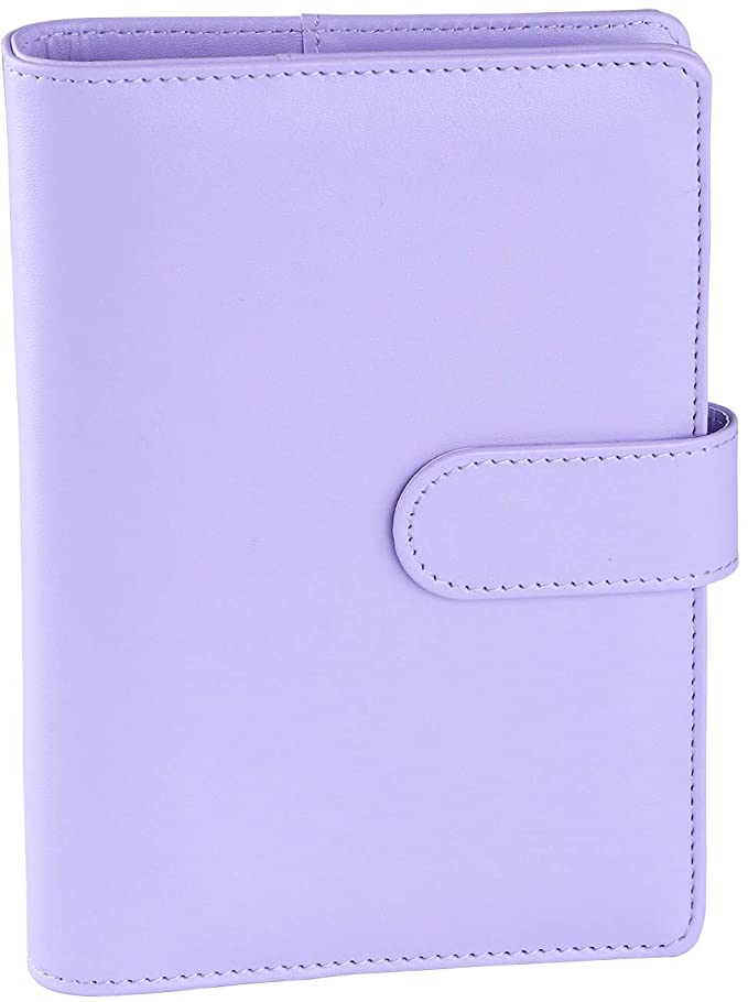 Antner A6 PU Leather Notebook Binder Refillable 6 Ring Binder for A6 Filler Paper, Loose Leaf Personal Planner Binder Cover with Magnetic Buckle Closure, Purple