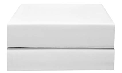 PHF Hotel Collection Fitted Sheet 200T Cotton Polyester Percale Deep Pocket Sheet 2 Sheets King Size White