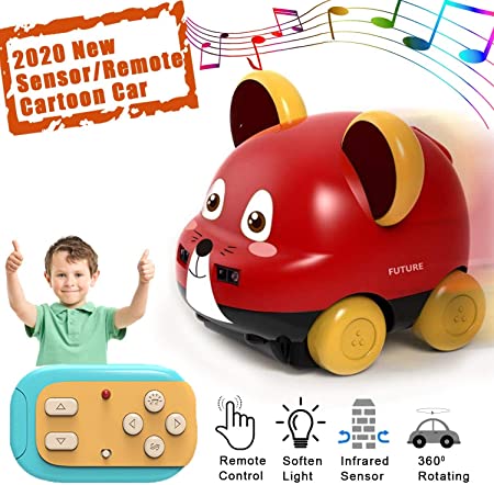 ONG NAMO Boys Toys Car Toys Remote Control & Hand Operated 2 Models Cartoon Animal Car with Music Educational Toys Gifts for Kids Toddlers Boys Girls Age 3 4 5 6 7 8 Year Old (Red)