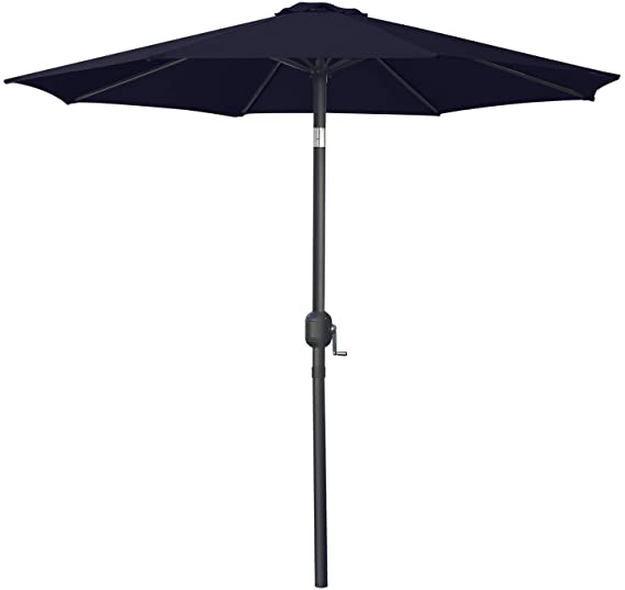 ABCCANOPY 7.5' Patio Umbrella Table Market Umbrella with Push Button Tilt for Garden, Deck, Backyard and Pool, 6 Ribs 13 Colors,Navy Blue