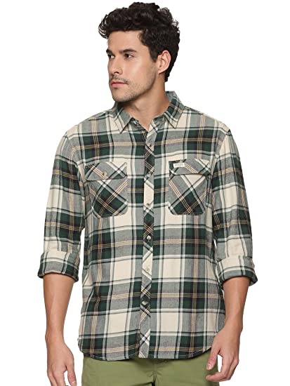 Nektar Men's Carefree Fit Multicolor Checked Shirt with Double Pocket with Flaps