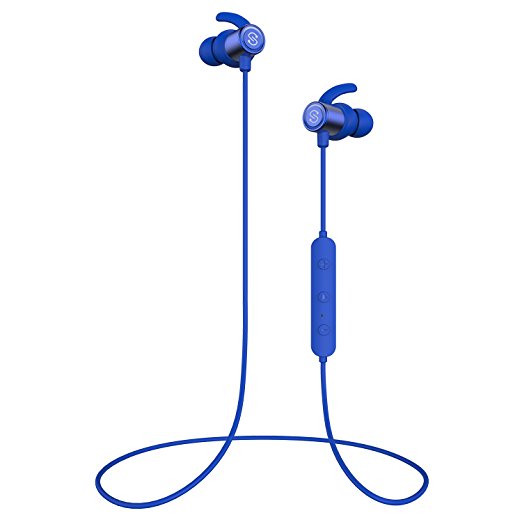 SoundPEATS Magnetic Wireless Earbuds Bluetooth Headphones Sport In-Ear IPX 6 Sweatproof Earphones with Mic (Super sound quality Bluetooth 4.1, aptx, 8 Hours Play Time, Secure Fit Design) (Blue)