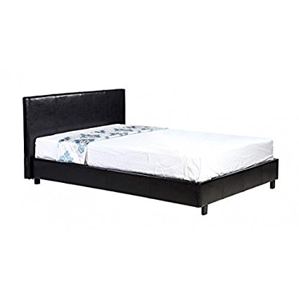 Direct Furniture Pablo Low Frame Bed, Faux Leather, Black, 4 ft/Double