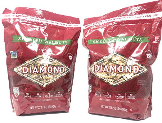 Diamond of California Shelled Walnuts - Pack of 2 Bags - 32 oz Each, 64 oz Total (Pack of 2)