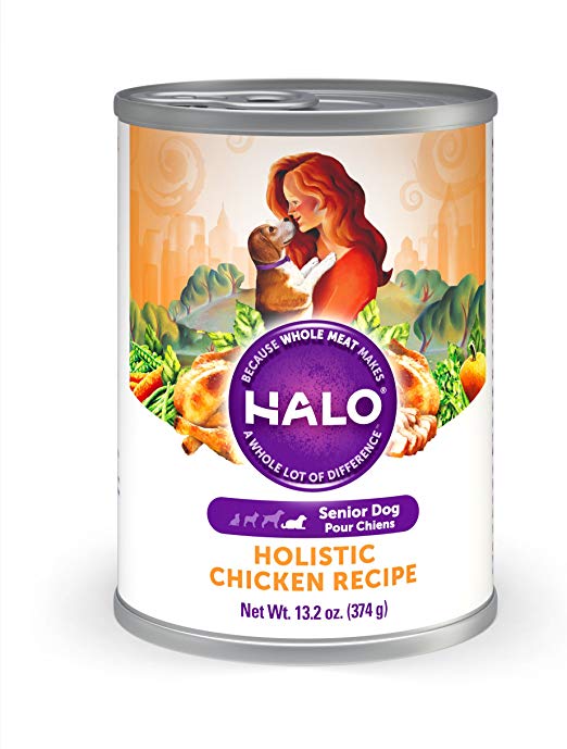 Halo Natural Wet Dog Food, Senior Chicken Recipe, 13.2 oz Can (Pack of 6)