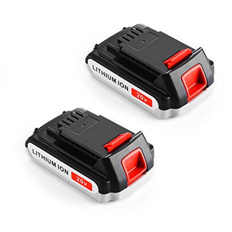 TUOMAN 2 Packs 20V 3000mAh Lithium Ion Replacement Battery for Black & Decker LBXR2020-OPE LB20 LBX20 LBXR20 Cordless Tool Battery