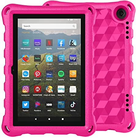 Fire HD 8 Tablet Case, Kindle Fire 8 Case (Compatible with 10th Generation, 2020 Release) - Auorld Light-Weight Shockproof Protective Kids Case Cover for All New Amazon Fire HD 8/8 Plus Tablet-Pink