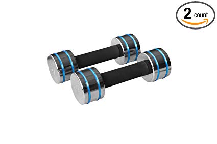 GYMENIST Set of 2 Chrome Dumbbell with PVC Rubber Ring and Soft Padded Cushion Handles, Pair of 2 Heavy Dumbbells