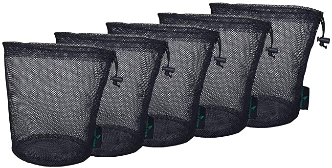 usharedo 5pcs Durable Drawstring Net Bag Storage Ditty Bag M
