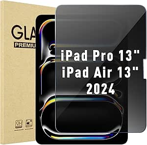 ProCase Privacy Screen Protector for iPad Pro/Air 13-Inch 2024; Anti-Spy Tempered Glass Film Guard for 2024 iPad Pro 7th/iPad Air 6th Gen 13"