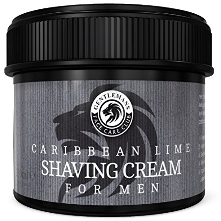 Lime Shaving Cream - Luxury Shave Cream From Gentlemans Face Care Club - Large 90 Day Supply 150ml Pot + 100% Money Back Guarantee (Caribbean Lime)