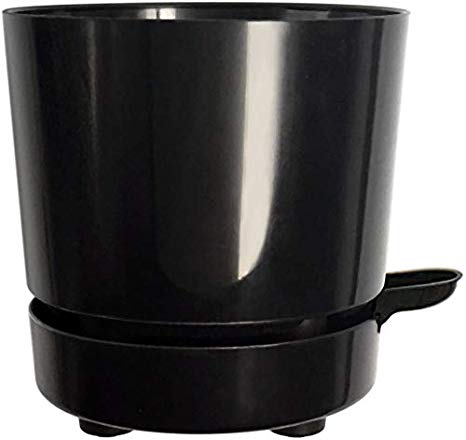6" Self Watering   Self Aerating High Drainage Deep Reservoir Round Planter Pot Prevents Mold, Root Rot & Soil Fungus In Herbs, Succulents, For Indoor & Outdoor & Windowsill Gardens (Black)