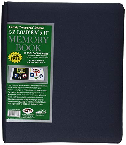 Pioneer Photo Albums 20-Page Family Treasures Deluxe Midnight Blue Fabric Cover Scrapbook for 8.5 x 11-Inch Pages