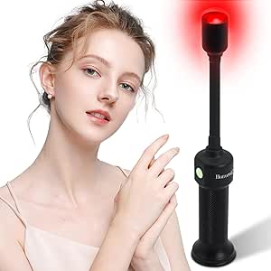 Red Light Lamp,Hottoerak Near Infrared Light Torch for Body, 660nm 850 nm Red LED Flash Light with Timer for Body, Face,Knee,Nose and Mouth