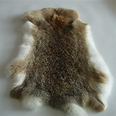 Natural Tanned Rabbit Fur Hide (10" by 12" Rabbit Pelt with Sewing Quality Leather)