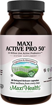 Maxi Health Active Pro-50 Live Probiotics, Ultra Protection, 60 Count (Packaging may Vary)