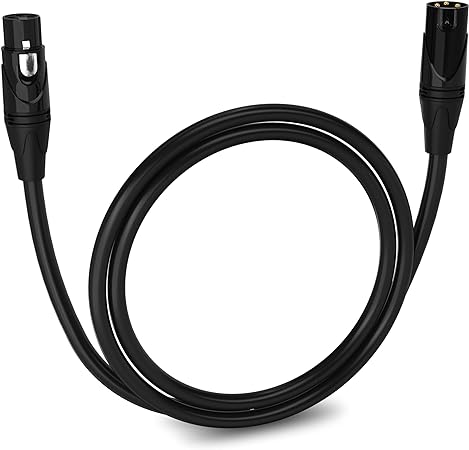 LyxPro 3 Feet XLR Microphone Cable Balanced Male to Female 3 Pin Mic Cord for Powered Speakers Audio Interface Professional Pro Audio Performance and Recording Devices - Black