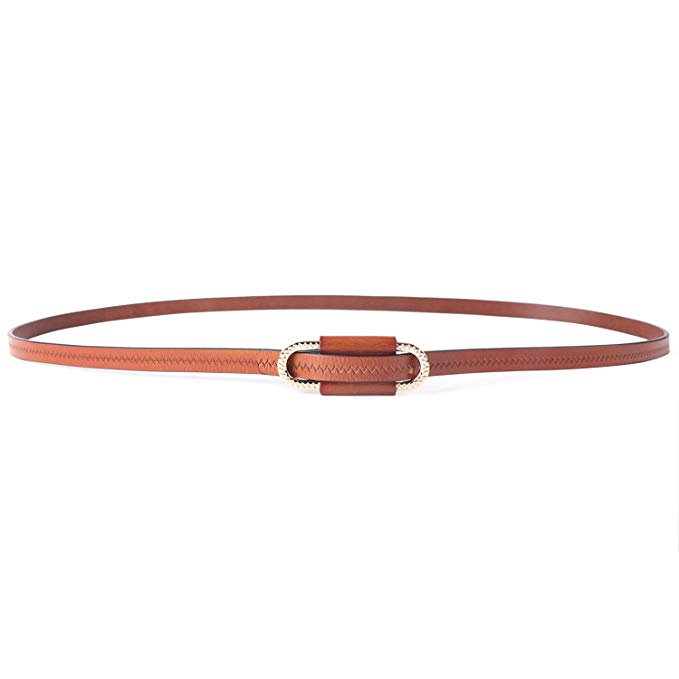 Women Leather Skinny Thin Belt Adjustable Waist Belt for Dresses 10mm Wide