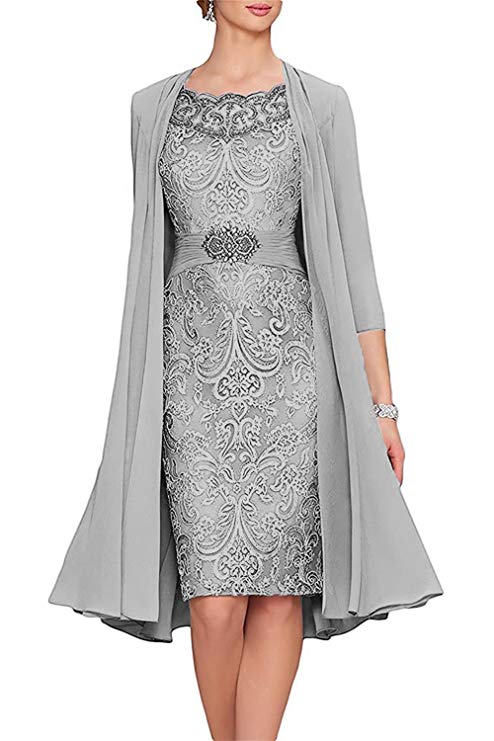 APXPF Women's Tea Length Mother of The Bride Dresses Two Pieces with Jacket