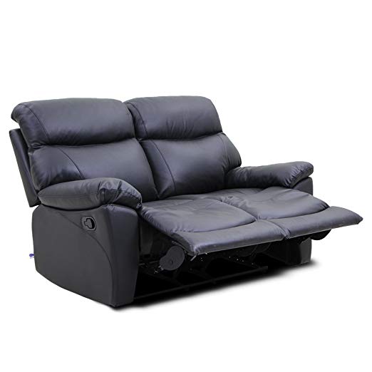 VH FURNITURE Reclining Sofa Loveseat Made of Top Grain Leather Retro Style