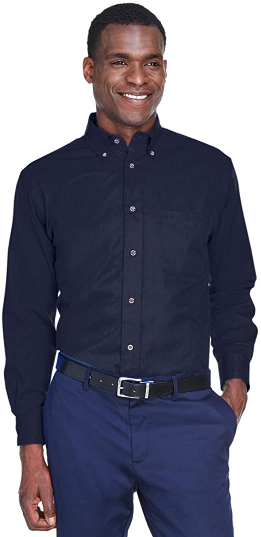 Men's Easy Blend Long-Sleeve Twill Shirt with Stain-Release