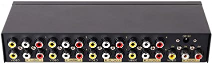 DTECH Powered 8 Way 3 RCA Splitter Box 1 in 8 Out Composite Video Audio Distribution Amplifier with Power Adapter