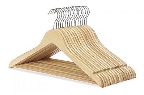 Whitmor 6026-715-16 Natural Wood Collection Suit Hangers Set of 16
