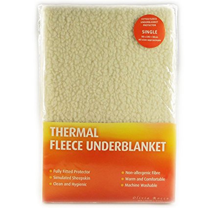 Olivia Rocco® Luxury Thermal Fleece Underblanket, Deep Fitted Blanket Protector (Double)