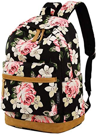 Retro Classic Style Flower Backpack, Fashion Vintage Casual Floral Daypacks Solid Shoulder School Bag for Women and Girl