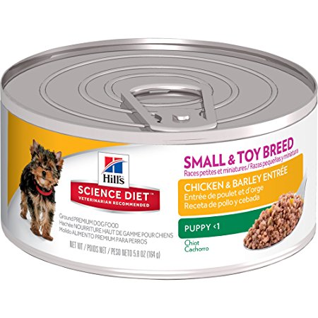 Hill's Science Diet Puppy Small & Toy Chicken & Barley Entree Wet Dog Food, 5.8-Ounce Can, 24-Pack