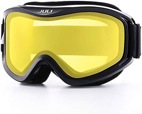 Juli Ski Goggles,Winter Snow Sports Snowboard Over Glasses Goggles with Anti-Fog UV Protection Double Lens for Men Women & Youth Snowmobile Skiing Skating