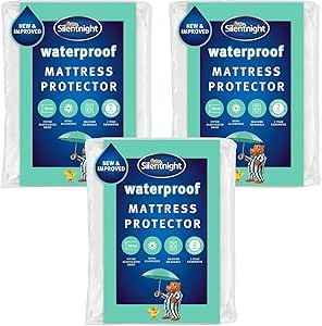 Silentnight Waterproof Mattress Protector - King Mattress Protector with Deep 30cm Fitted Skirt and Soft Touch Quiet Rustle Free Cover - Machine Washable and Hypoallergenic - 3 Pack