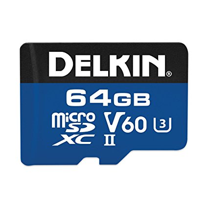 Delkin 64GB microSDXC 1900X UHS-I/UHS-II (U3/V60) Memory Card (DMSD190064GV)