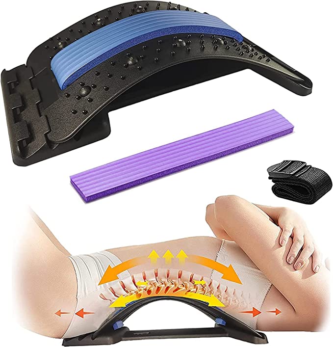 Back Stretcher with, Chest Expander, Lumbar Back Pain Relief Device, Multi-Level Back Massager Lumbar, Pain Relief for Herniated Disc, Sciatica, Scoliosis