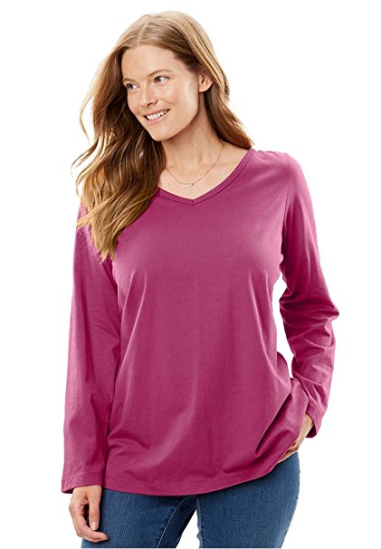 Woman Within Women's Plus Size Perfect Long Sleeve Tee Shirt