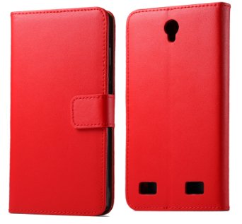 ZTE Zmax 2 leather case , APLUS® Genuine Flip Real Leather Card holder Case Wallet Cover with Stand for ZTE Zmax 2 / Z958 (AT&T) (Red)
