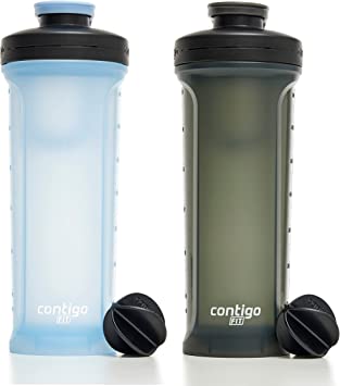 Contigo Fit Shake & Go 2.0 Shaker Bottle 2-Pack, 28 oz., Periwinkle & Sake