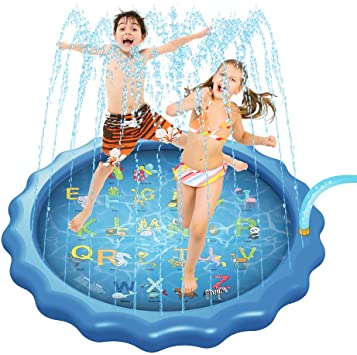 Anntuk 3-in-1 Sprinkler for Kids, Splash Pad, and Wading Pool for Learning – Children’s Sprinkler Pool, 68’’ Inflatable Water Toys – “from A to Z” Outdoor Swimming Pool for Babies and Toddlers