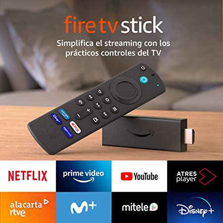 Fire TV Stick con mando por voz Alexa (incluye controles del TV), dispositivo de streaming HD, modelo de 2021