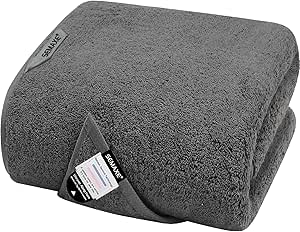 SEMAXE Grey Bath Towel, 100% Cotton Towel with Hanging Loop, Hotel & Spa Quality Soft Absorbent Towel for Bathroom, Gift Box Packaging, 1 Pc Bath Towel, 55" L x 27" W